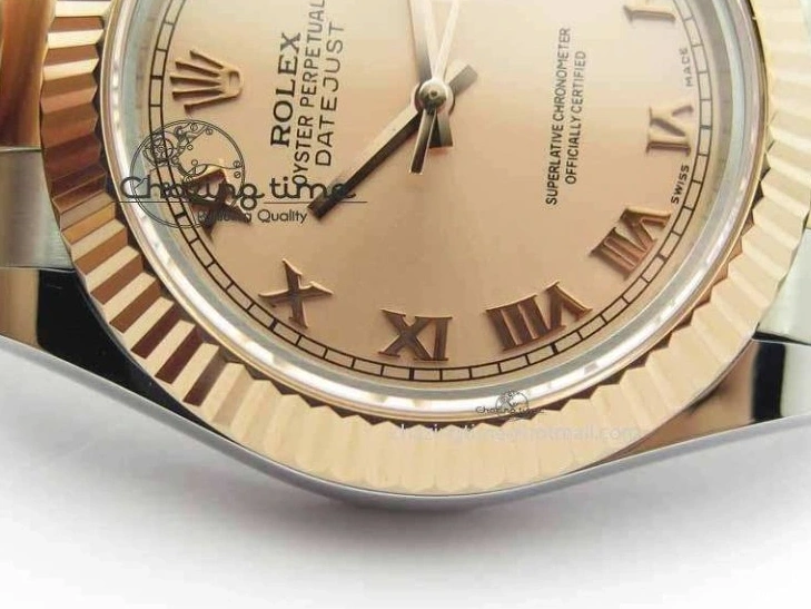 MiroTime 1218 Sleek DateJust II 41mm SS RG BP Maker Best Edition RG Roman Dial On SS RG Bracelet SA 3711